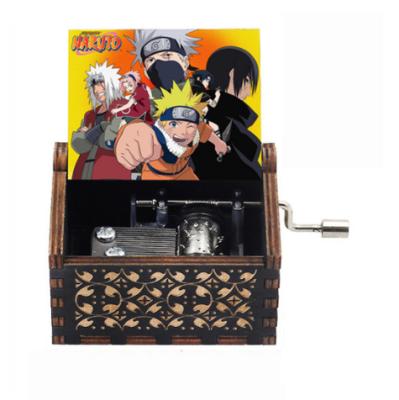 China Laser Carving Anime Themed Wooden Music Box Naruto Music Box for sale