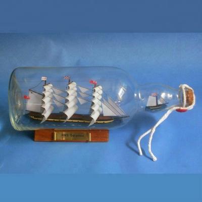 China India HMS SURPRISE Handcrafted Model Nautical Souvenirs Blown Glass “decor ship in bottle” for sale