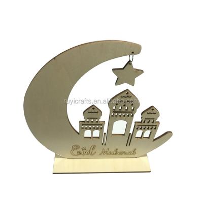 China Ramadan Muslim Eid Mubarak Carved Wooden Ornaments for sale