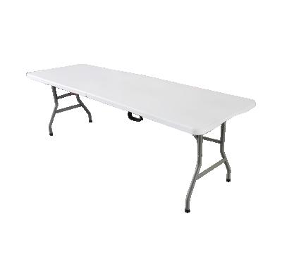 China Modern Wholesale Lightweight Fold-in-Half Fold-in-Half Folding Table White Portable Camping Outdoor Restaurant 8ft Long for sale