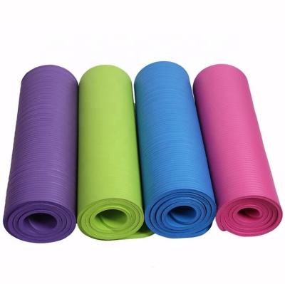 China Factory Wholesale Colorful NBR Non - Slip 10mm Thickness NBR Yoga Mat For Gym Exercise for sale