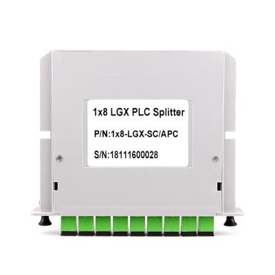 중국 FTTH 1x8 LGX 박스 형상 분배기 SC APC UPC 광섬유 PLC 분배기 ABS 카세트 플러그인 종류 분배기 단일모드 판매용