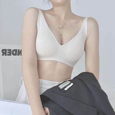 China Factory Sale Antibacterial Daily Breathable Hot Selling Women Cotton Young Girls Dismountable Pad Non Rim Seamless Bra for sale