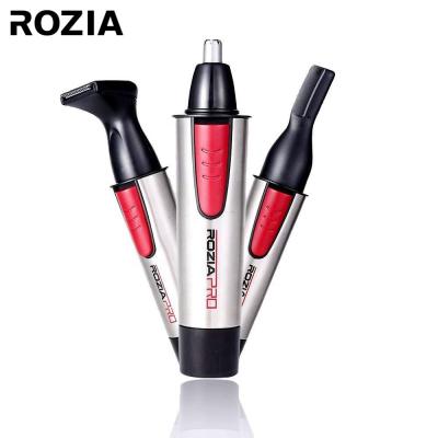 China Attachment 3 Heads Hot Sale ROZIA Face Care Stainless Steel Ear Nose Hair Trimmer Removal Hair Trimmer Personal Electric Shaver Razor For Men for sale