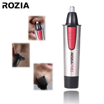 China Attachment 3 Heads Rozia 4 in 1 Universal Cordless Rechargeable Face Eyebrow Metal Ear Trimmer Electric Beard Nose Hair Trimmer for sale