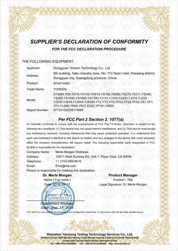 FCC - Dongguan Yoheen Technology Co., Ltd.