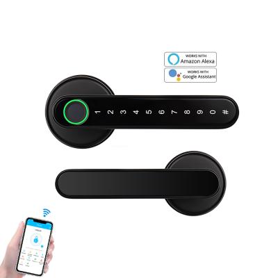 China YOHEEN Home APP WiFi Door Handle Password Smart Biometric Fingerprint Electronic Door Lock TTlock for sale