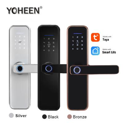 China Hotel High Security Tuya Door Lock WIFI Smart Home Digital Lock Biormetric Fingerprint Smart Door Lock for sale