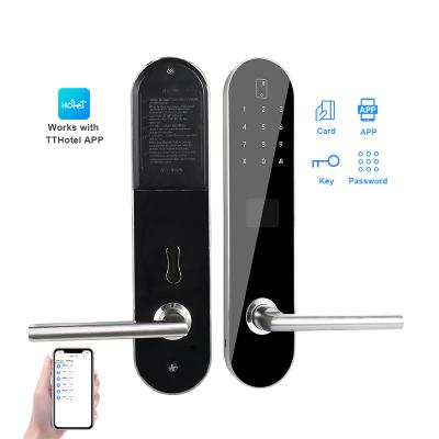 China TTlock Hotel App Ble WiFi Control Hotel Key Card Swipe Door Lock Electronic Keyless RFID Hotel Lock System for sale