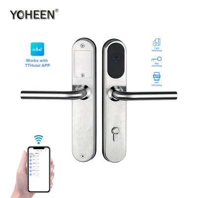 China Hotel YOHEEN European Standard Wifi Ble APP RFID Electronic Smart Hotel Lock System for sale