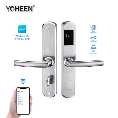 China YOHEEN Smart RIFD Hotel Lock System, Wifi Ble APP Control Electronic Door Handle Lock for Five Star Hotels for sale