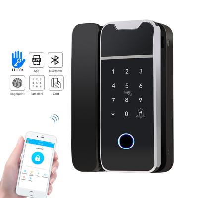 China Desktop WiFi BLE TTLock APP Fingerprint Sliding Glass Door Lock for Office and Home for sale