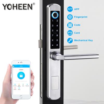 China Home Phone Control APP YOHEEN Wifi TTlock Fingerprint Digital Electric Smart Door Lock For Sliding Glass Door for sale