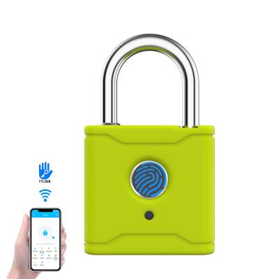 China Warehouse App Control Waterproof IP65 BLE Wifi Electronic Smart Padlock With Fingerprint TT Lock App for sale