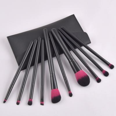 China Soft Touch 10 Pcs Private Label Brushes Black And Pink Professional Makeup Brush Eye Face Lip Foundation Power for sale