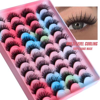 China Natural ; Wholesale custom box 3d soft bottom full lash strip mink lashes 3d mink eyelashes 20mm dramatic mink lashes for sale