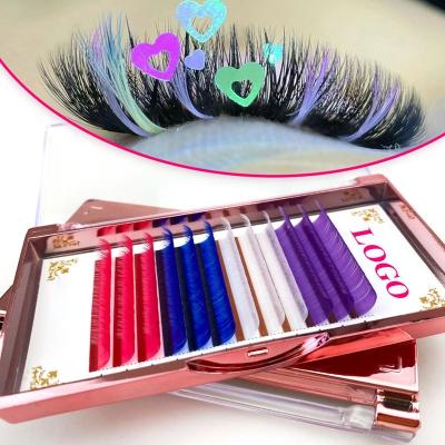 China Custom Made Soft Natural Lash Extensions Wholesale Best Quality Silk Eyelash Vendor Logo Indivdiual Mink Lash Extensions for sale