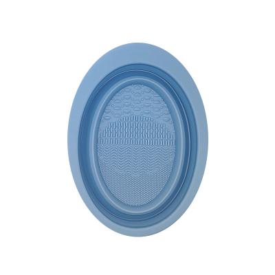 China Eco-friendly Foldable Tool Mask Cosmetic Wash Bowl Make Up Sponge Brush Cleaner Pad Mat Silicone Makeup Brush Cleaning Bowl for sale