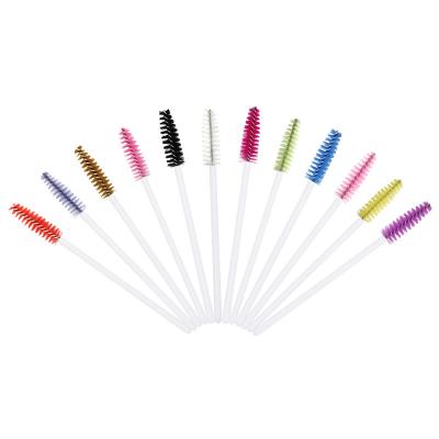 China Crystal Eyelash Applicator Disposable White Nylon Handle Magic Wands Spoolies Brush for sale