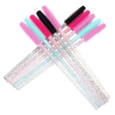 China Crystal Disposable Mascara Wands Disposable Eyelash Sweep Silicone Spoolies Brush For Eye Lash Extension Colorful Eyebrow Makeup Brush for sale