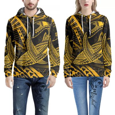 China Latest Couple Anti Shrink Custom Hoodies Top 3d Hoodies For Men Yellow Polynesian Tribal Printd Plus Size Mens Hoodies for sale