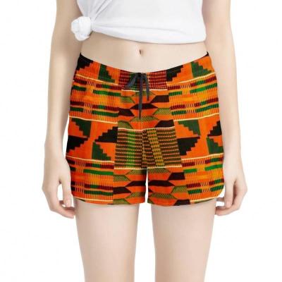 China Custom Wholesale African Print QUICK DRY Elastic Waist Shorts Pants Ethnic Tribal Summer Quick Dry Beach Shorts Women for sale