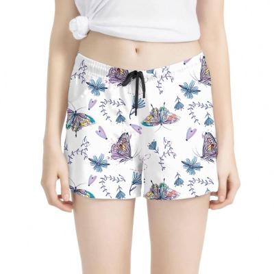 China Custom Women's Summer QUICK DRY Shorts All Over Print Butterfly Pattern Shorts 2020 Woman Quick Dry White Girls Shorts for sale