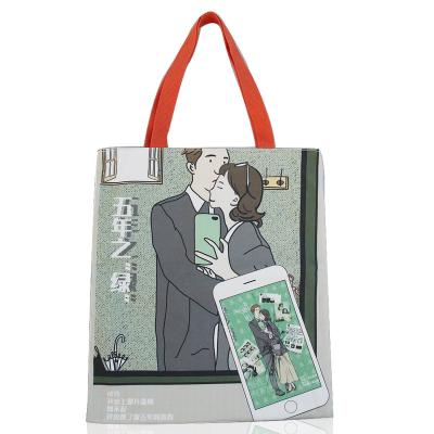 China Japan Style Digital Printing Colorful LOGO Cotton Tote Bag Custom Tote Bag Cotton Canvas Shopping for sale