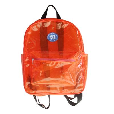 China Fashion Clear PVC Zipper Plastic Bag Custom LOGO PVC Backpack for sale