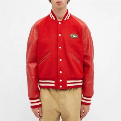 China Viable Custom Wholesale School Styles College Jacket OEM Leather Sleeve Shorts Plus Size Big Large Casual College Jacket For Men for sale