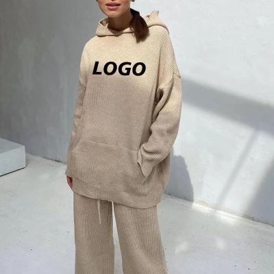 China Breathable Custom Logo Women Tracksuit Polyester Cotton Pullover Hoodies Sets Women Tracksuit for sale