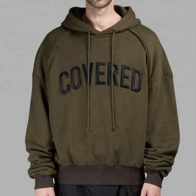 China Anti-Shrink The Latest Design Army Green Cotton 3D Embroidery Pullover Hoodies Warm Men for sale