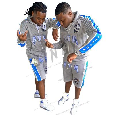 China Newest Breathable Sweat Suit Men Customized Shorts Jogging Sports Reflect Sweatsuit Fits Wholesale Side Stripes Reflective Tracksuits for sale