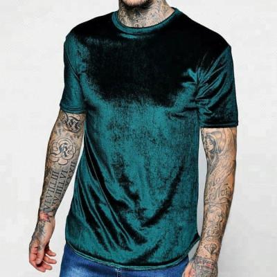 China Anti-Wrinkle Summer Wholesale Short Sleeve Crewneck Muscle Fit Simple Velvet T Shirt For Men for sale