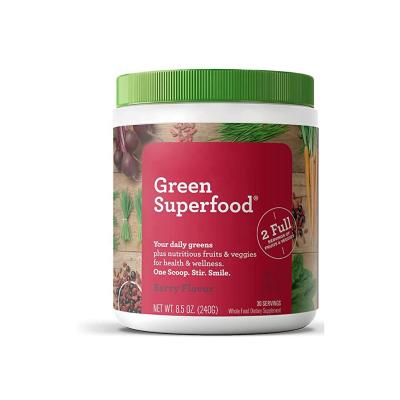 China Green Energy & Detox Private Label Herb Superfood Super Greens Powders with Digestive Enzymes & Spirulina Chlorella Probiotics 240g for sale