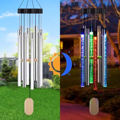 China Modern Bellflower Hanging Iron Opens Bells Hanging Living Bed Garden Decor Home Outdoor Solar Wind Chimes for sale