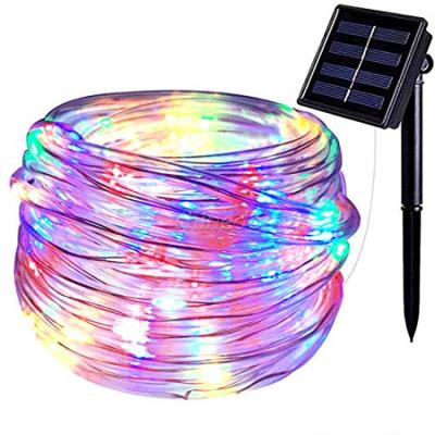 China Super Beautiful RGB Christmas Lights Led Decoration Solar Light Xmas Wire Rope Solar String Light for sale