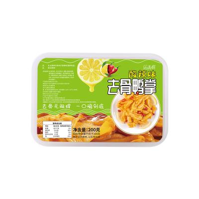 China Cheap Hot Sale Duck Palm Duck Feet Delicious Meat Snack Bone Less Duck Feet With Lemon for sale