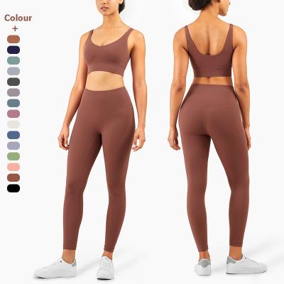 China Wholesale High Quality Breathable Two Piece High Waist Breathable Two Piece Gaiters Custom Yoga Women Fitness Set Bra Sports Suit Fitness Set Female Gym Wear for sale