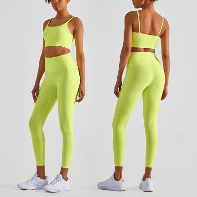 China Wholesale Women Breathable Custom Female Sports Wear High Waisted 2 Piece Yoga Set Yoga Set Workout Gym Suit Bra Leggings for sale