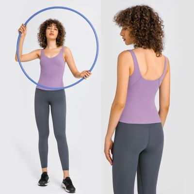 China 2022 China Factory Sale Quick-drying Nylon Spandex Warm Comfortable Breathable Women Sexy V-Neck Sports Yoga Vest Sex for sale