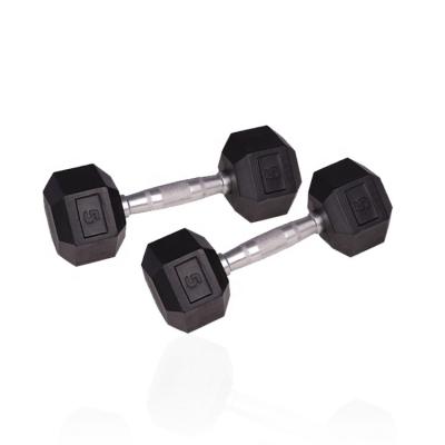 China Rubber Covered Dumbbell PeakPower Hex Rubber Dumbbell for sale