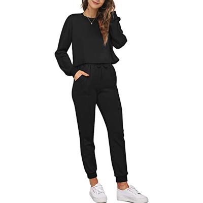 China QUICK DRY Two Piece Women's Casual Sets Outfits Fall Full Crop Sweatshirts And Sweatpants Outfits for sale