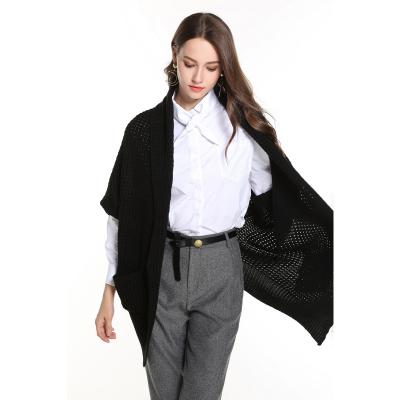 China Custom Wholesale Women's Square Grid Breathable Waffle Short Jacket Pocket Patch Sleeve Plus Size Women's Sweaters for sale