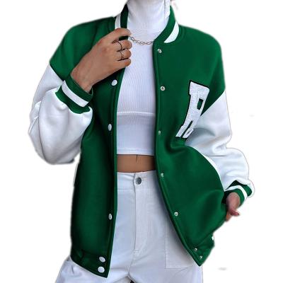 China QUICK DRY wholesale crop winter jacket women straight practical embroidery patch baseball varsity jacket for sale