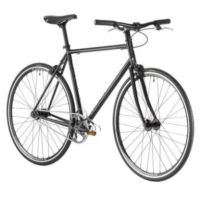 China 700C Black Fixed Gear Bikes Single Speed Fixies With Silver Freewheel for sale