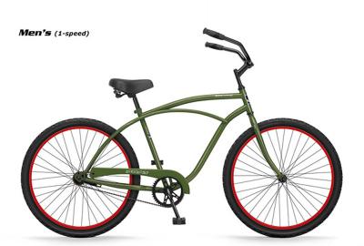 China Adult 26 Inch Green Beach Cruiser Bicycles Chain Guard Bike With Taillights for sale