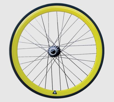 China Yellow Custom Bicycle Parts , Flip Flop Fixed Gear Bike Wheel Set for sale