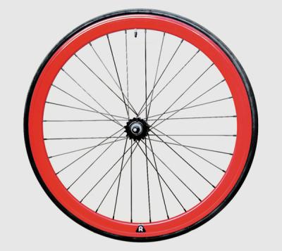 China Red Alloy Fixed Gear Bicycle Wheel Set With Steel Spokes for sale