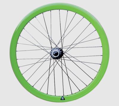 China Green Fixed Gear Road Bike Wheel Set With Low Flung Hubs for sale